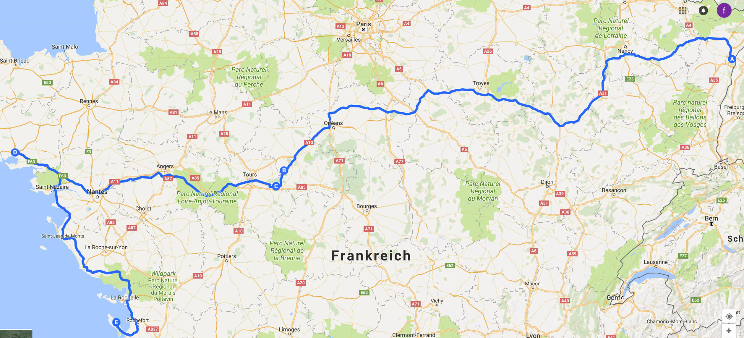 frankreich road trip